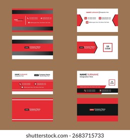 Modern Business Card Layout in a Bundle of Four. Elegant Layout Display for Promotion.