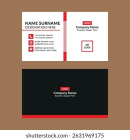 Diseño moderno de la tarjeta de visita. Exhibición de Plantilla creativa para la campaña promocional.