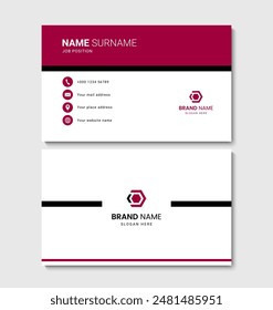 Modern business card layout design with red accents. Vector illustration