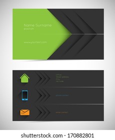 modern business card with long shadow icons