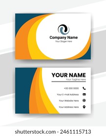 Modern Business Card, Personal Business Card With Company Logo, Black And Yellow Colors, Creative And Clean Double-sided Business Card Template