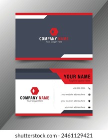 Modern Business Card, Personal Business Card With Company Logo, Red And Black Colors, Creative And Clean Double-sided Business Card Template