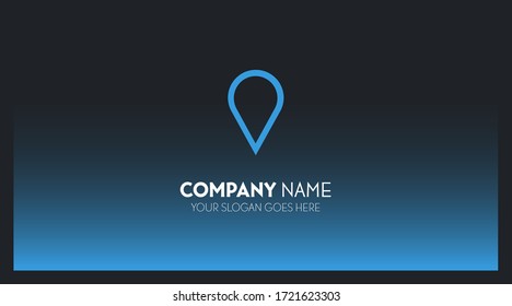 Modern Business Card with place for logo or photo. Black and blue colors. Vector template