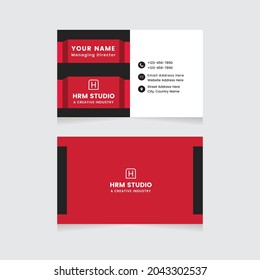 Modern Business Card Print Templates.Personal Visiting Card With Company Logo.Business Card Design Vector Illustration Stationery.Double Sided Business Card Flat.