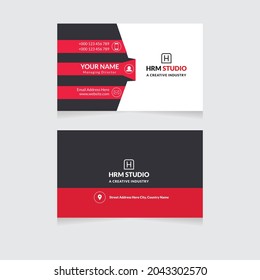 Modern Business Card Print Templates.Personal Visiting Card With Company Logo.Business Card Design Vector Illustration Stationery.Double Sided Business Card Flat.
