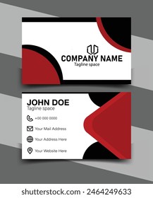 Modern Business Card, Red And Black Colors, Personal Business Card With Company Logo, Creative And Clean Double-sided Business Card Template