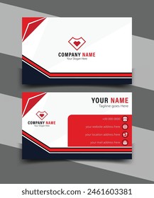 Modern Business Card, Simple And Creative Business Card, Red And Black Colors, Professional And Corporate Business Card Template