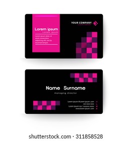 Modern business card template, Black and Pink color.
