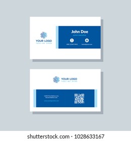 Modern business card template blue colors. Flat design vector abstract creative geometric background.