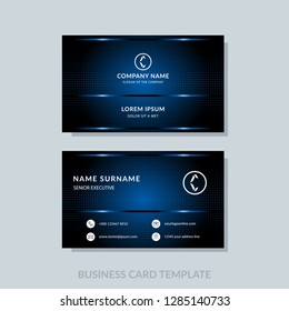 Modern business card template blue colors. Flat design vector abstract creative geometric background.