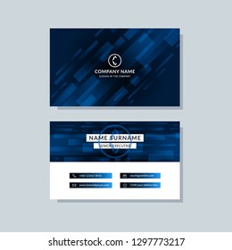 Modern business card template blue colors. Flat design vector abstract creative geometric background.