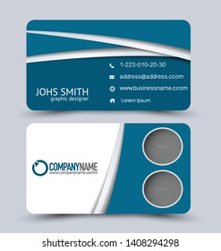 Modern business card template.  Blue vector.