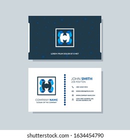 Modern business card template blue colors. Flat design vector abstract creative geometric background.