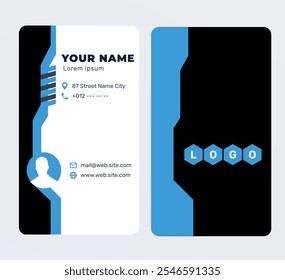Modern business card template. Clean and minimalistic design emphasizes the corporate identity of the company. The image reflects professionalism and elegance.