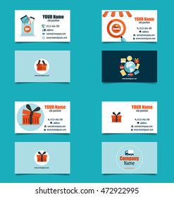 Modern business card template with Business concept, Online shopping, Infographics background E-commerce, vector illustration