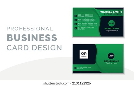 Modern Business Card Template, Contact Information for company, Personal Business Card