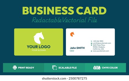 Modern Business Card Template with Customizable Logo and Editable Contact Information – Print-Ready Vector File for Professional Branding