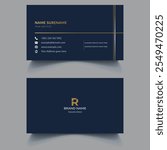 Modern business Card Template Design. Visiting Card Design, Creative Business Card Design with a modern design and clean layout, Navy Blue business card Template