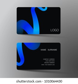 Modern business card template design. With inspiration from the abstract. Contact card for company. Two sided black and blue on the gray background. Vector illustration. 

