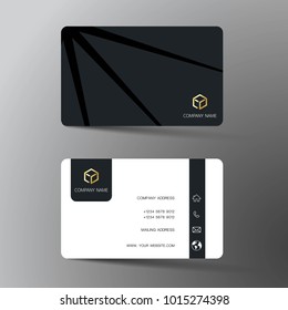 Modern business card template design. With inspiration from the abstract. Contact card for company. Two sided black and white on the gray background. Vector illustration. 