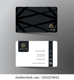 Modern business card template design. With inspiration from the abstract. Contact card for company. Two sided black and white on the gray background. Vector illustration. 