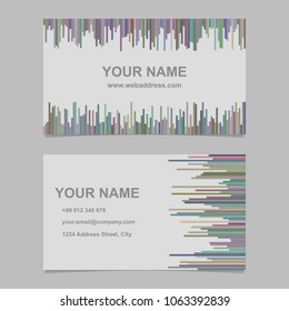 Modern business card template design set - vector corporation graphic with horizontal and vertical stripes