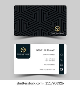 Modern business card template design. With inspiration from the abstract.Contact card for company. Two sided black and white . Vector illustration. 
