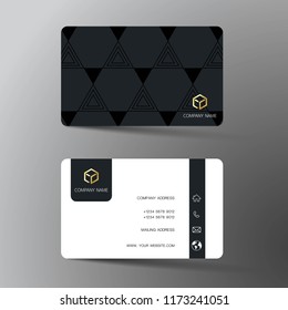 Modern business card template design. With inspiration from the abstract. Contact card for company. Two sided black and white on the gray background. Vector illustration. 