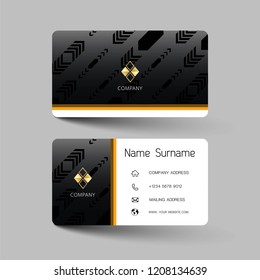 Modern business card template design. With inspiration from the abstract. Contact card for company. Two sided black and white on the gray background. Vector illustration. 