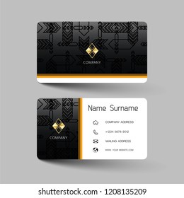 Modern business card template design. With inspiration from the abstract. Contact card for company. Two sided. Vector illustration. 