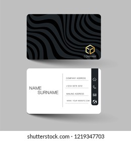 Modern business card template design. With inspiration from the abstract.Contact card for company. Two sided black and white . Vector illustration. Flat design.