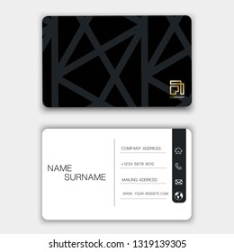 Modern business card template design. With inspiration from the abstract. Two sided black and white . Vector illustration. Flat design.