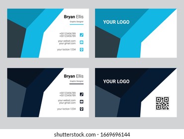 Modern business card template design. With inspiration from the abstract. Contact card for company. Two sided black and white on the gray background. Vector illustration.