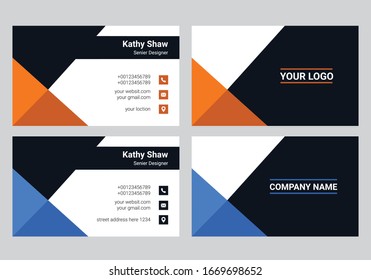 Modern business card template design. With inspiration from the abstract.Contact card for company. Two sided black and white . Vector illustration