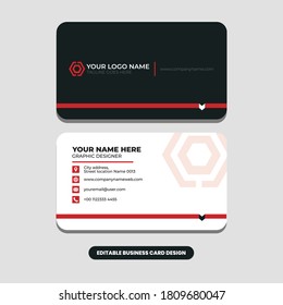 Modern business card template design. Contact card for company. editable business card design. Vector design. black and yellow.