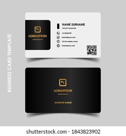 Modern business card template design. With inspiration from the abstract.Contact card for company. Two sided black and white . Vector illustration.