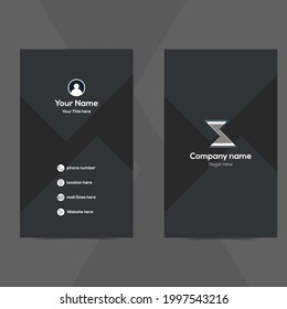 Modern business card template design. With inspiration from the abstract. Contact card for the company. Two-sided black and white on the gray background. Vector illustration. Gray business card idea.