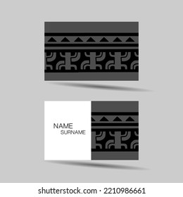 Modern Business Card Template Design. Polynesian Style. Vector Illustration.