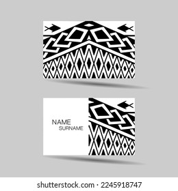 Modern business card template design. Polynesian style. Vector illustration.