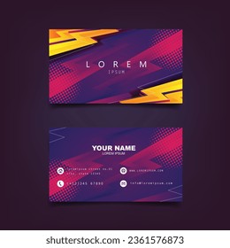 modern business card template design with abstract shapes and halftone background