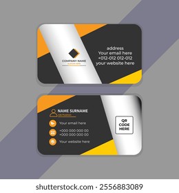 Modern business card template design, orange black and white gradient shape business card.