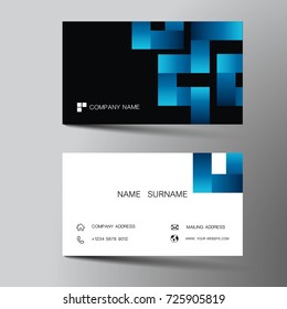 Modern business card template design. With inspiration from the abstract.Contact card for company. Two sided black and white . Vector illustration. Flat design.
