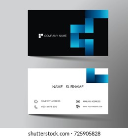 Modern business card template design. With inspiration from the abstract.Contact card for company. Two sided black and white . Vector illustration. Flat design.