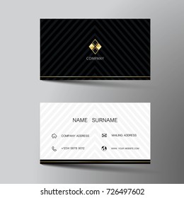 Modern business card template design. With inspiration from the abstract.Contact card for company. Two sided black and white . Vector illustration. Flat design.