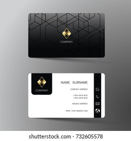 Modern business card template design. With inspiration from the abstract.Contact card for company. Two sided black and white . Vector illustration. Flat design.