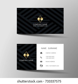 Modern business card template design. With inspiration from the abstract.Contact card for company. Two sided black and white . Vector illustration. Flat design.