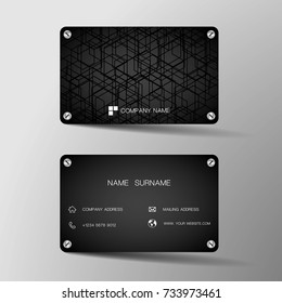 Modern business card template design. With inspiration from the iron plate.Contact card for company. Two sided black. Vector illustration. Flat design.