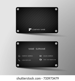 Modern business card template design. With inspiration from the iron plate.Contact card for company. Two sided black. Vector illustration. Flat design.