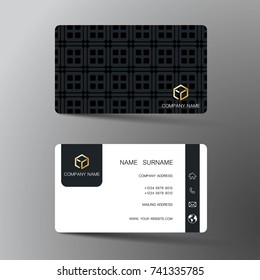 Modern business card template design. With inspiration from the abstract.Contact card for company. Two sided black and white . Vector illustration. 
