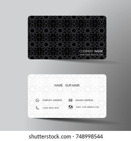 Modern business card template design. With inspiration from the abstract.Contact card for company. Two sided black and white . Vector illustration. 
